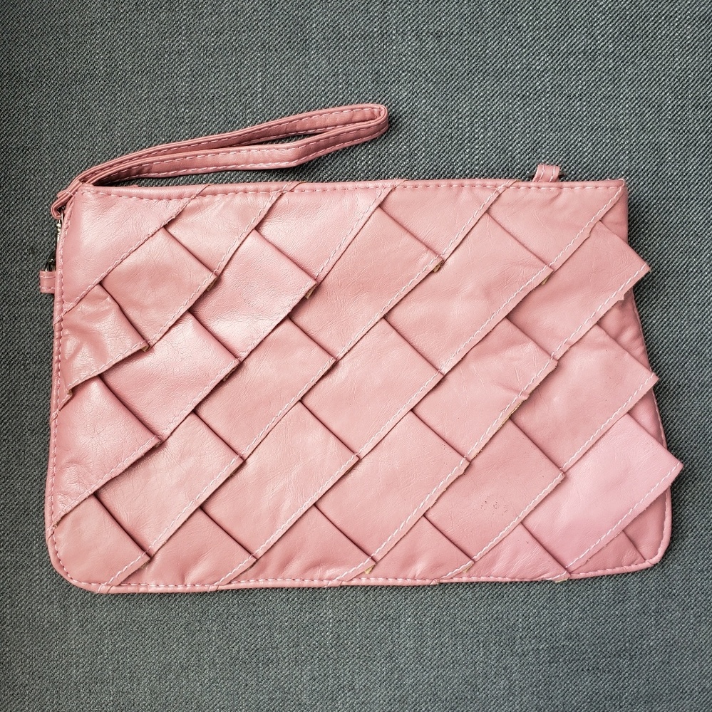 COPY - Pink Blush Ruffled Faux Leather Clutch Bag